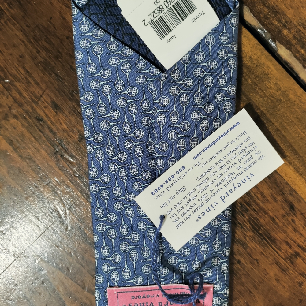 Blue Tennis Racket Pattern Tie - Picture 2 of 5